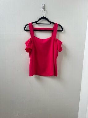Cooper & Ella Hot Pink Cold-Shoulder Square-Neck Top